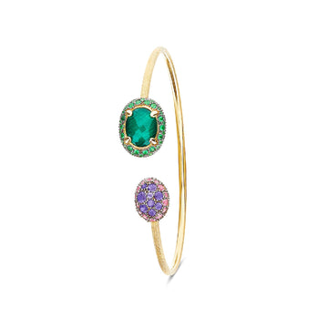 Bracciale rigido Nanis Reverse in oro con pietre colorate 17, 5 cm