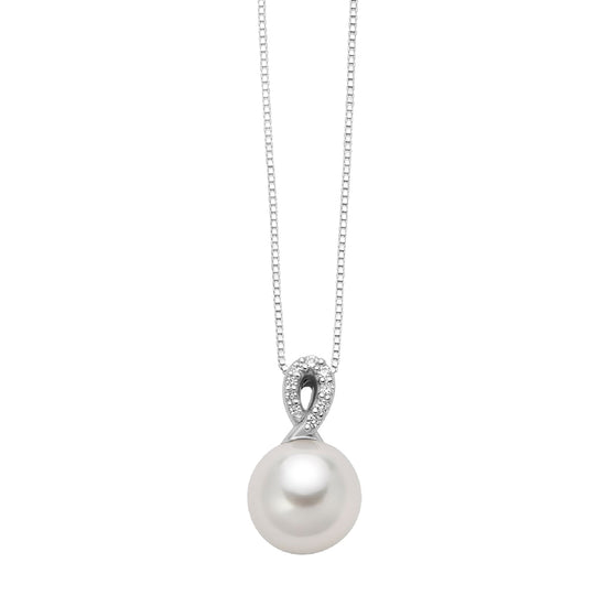 Collana Nimei in oro bianco 18kt con perle e diamanti MISURA UNICA