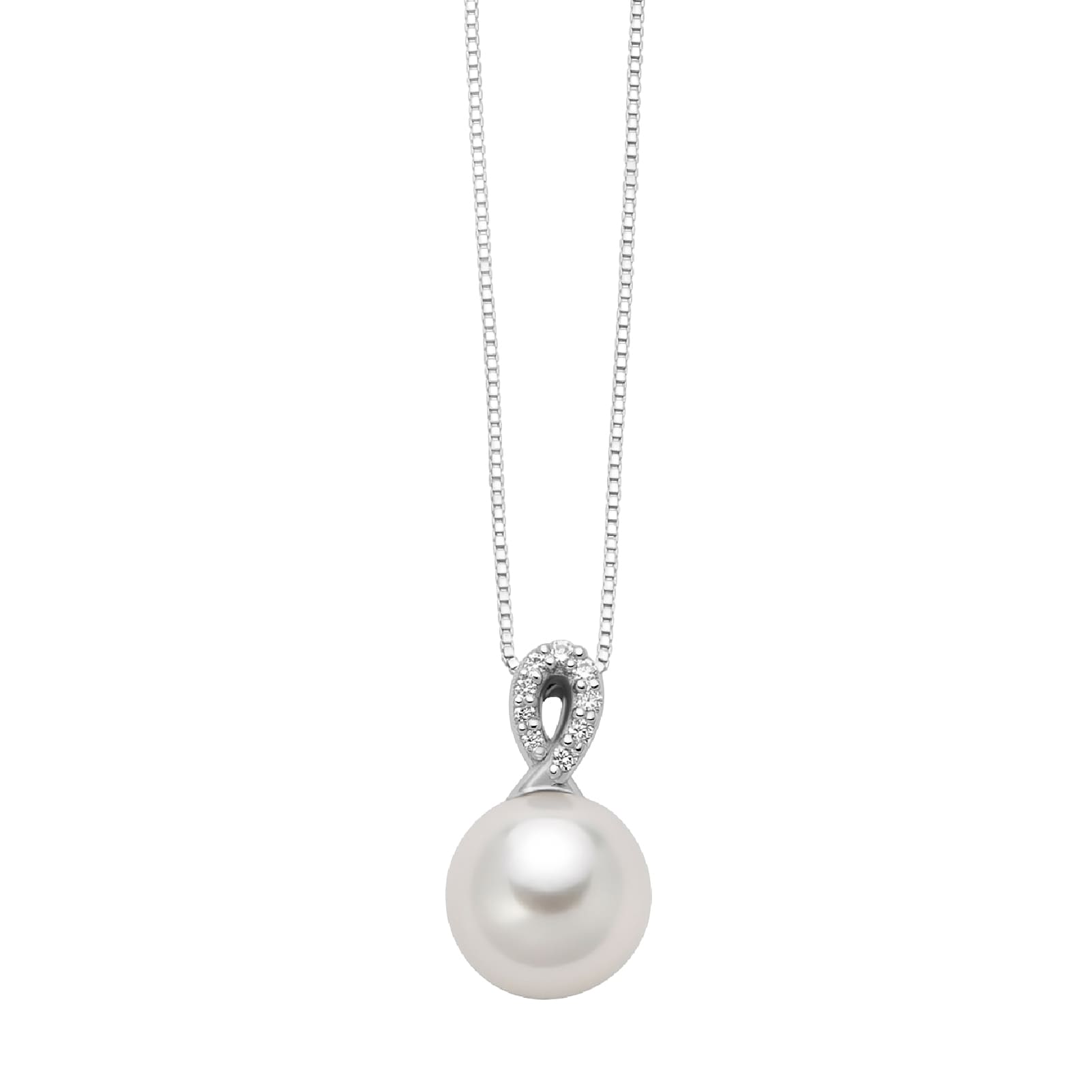 Collana Nimei in oro bianco 18kt con perle e diamanti MISURA UNICA