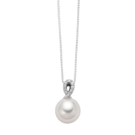 Collana Nimei in oro bianco 18kt con perle e diamanti MISURA UNICA