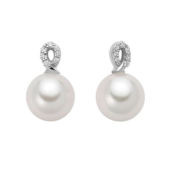 Orecchini Nimei in oro bianco 18kt con perle e diamanti MISURA UNICA