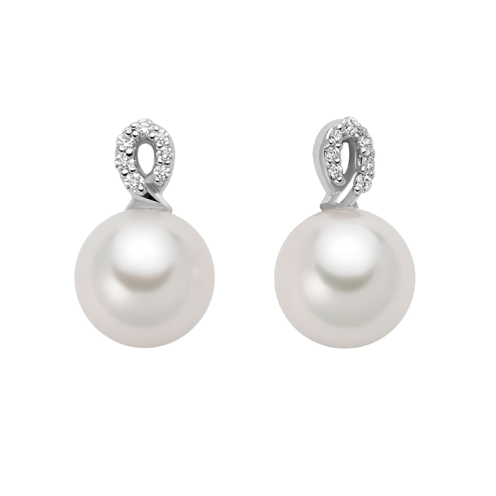 Orecchini Nimei in oro bianco 18kt con perle e diamanti MISURA UNICA
