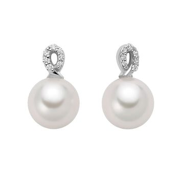Orecchini Nimei in oro bianco 18kt con perle e diamanti MISURA UNICA
