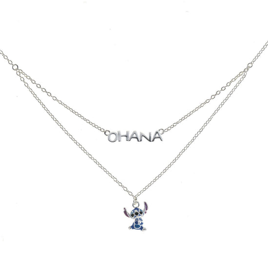 Collana girocollo Disney Stitch bambina argento con Stitch e scritta Ohana NS00059SRHL-17-CS-1