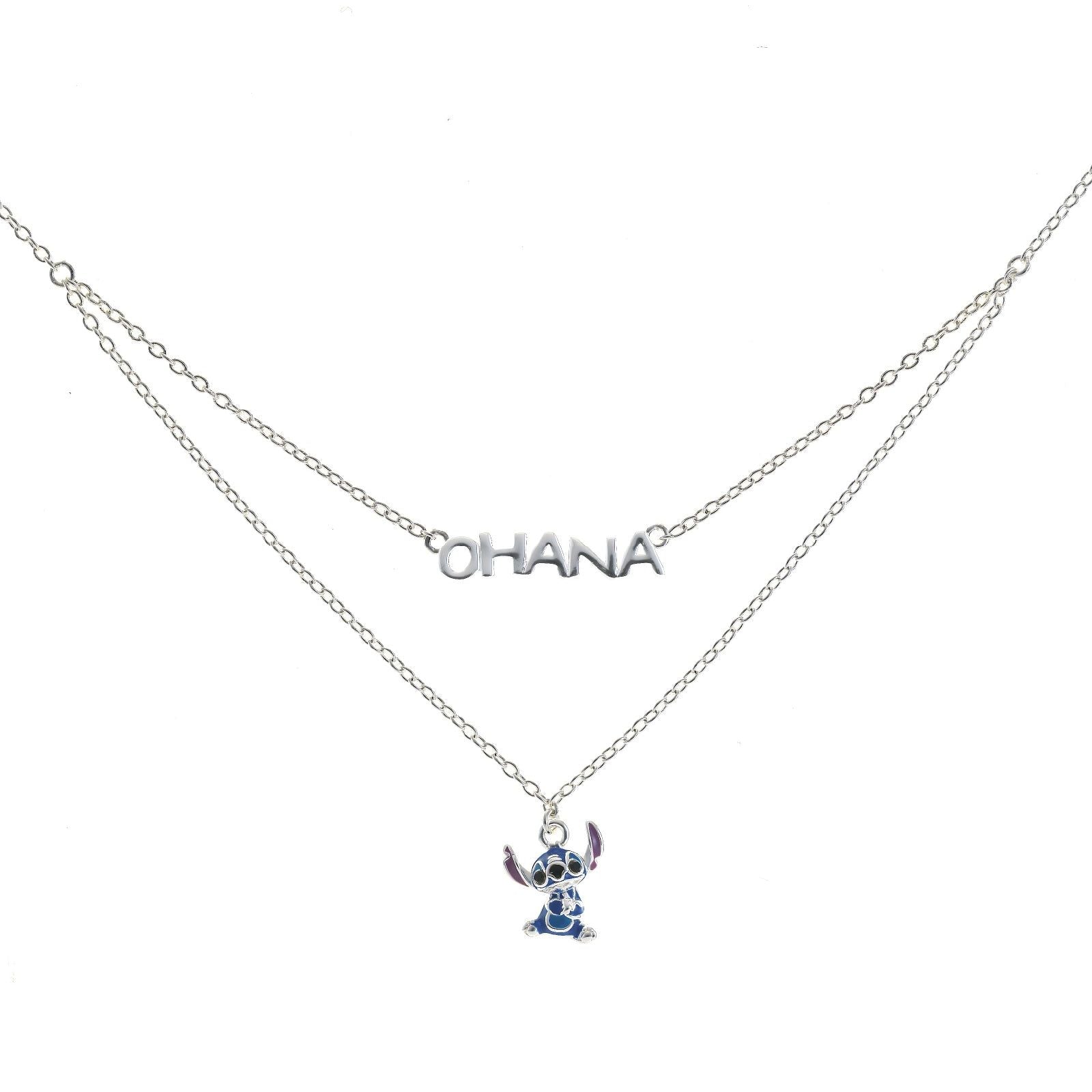 Collana girocollo Disney Stitch bambina argento con Stitch e scritta Ohana NS00059SRHL-17-CS-1