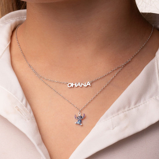 Collana girocollo Disney Stitch bambina argento con Stitch e scritta Ohana NS00059SRHL-17-CS-3