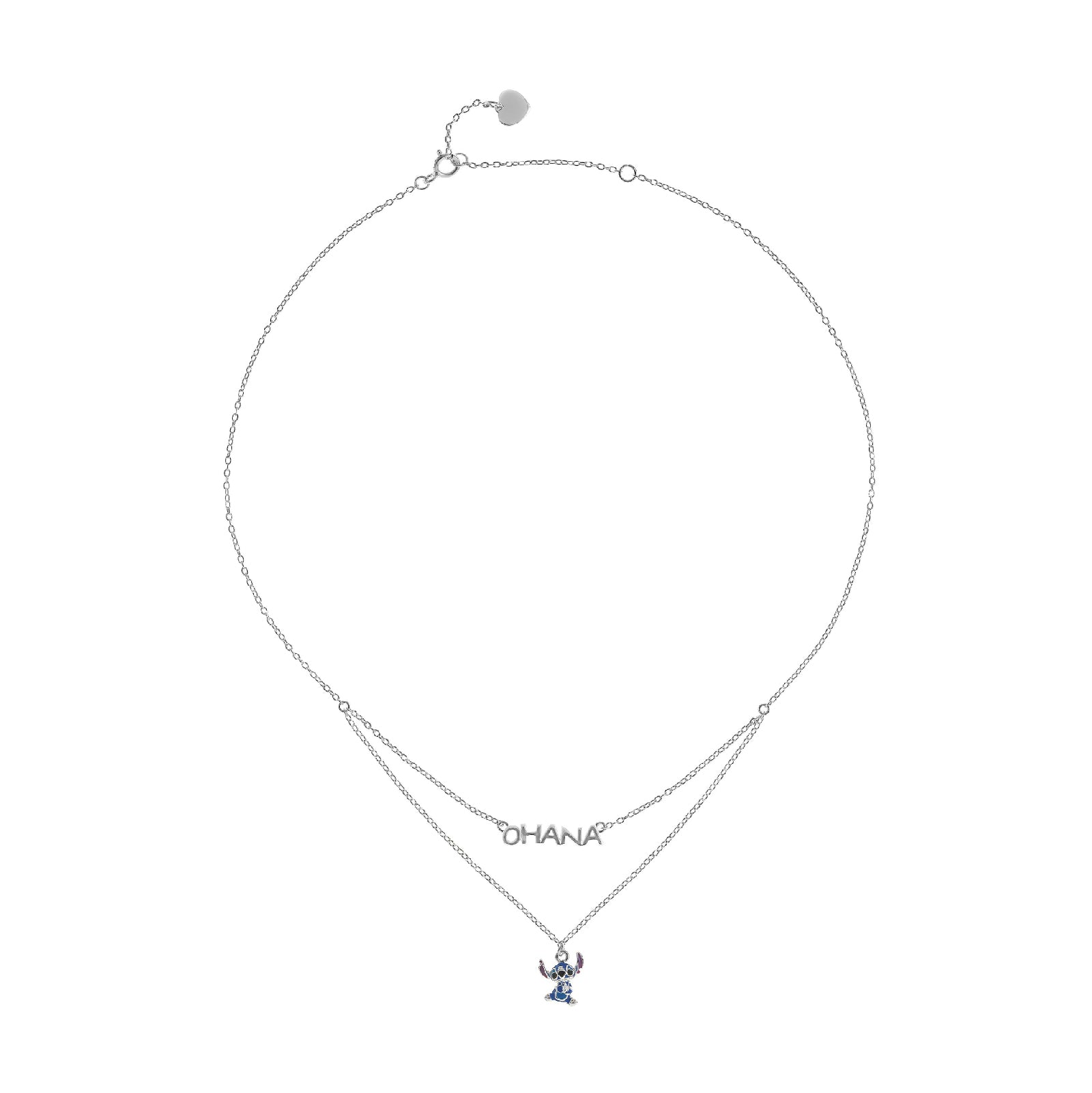 Collana girocollo Disney Stitch bambina argento con Stitch e scritta Ohana NS00059SRHL-17-CS