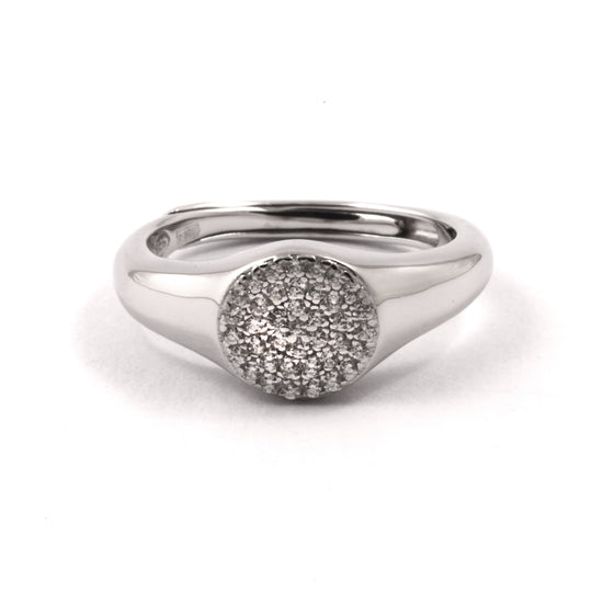 Anello chevalier Nove25 in argento 925 con zirconi da donna regolabili