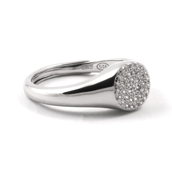 Anello chevalier Nove25 in argento 925 con zirconi da donna regolabili