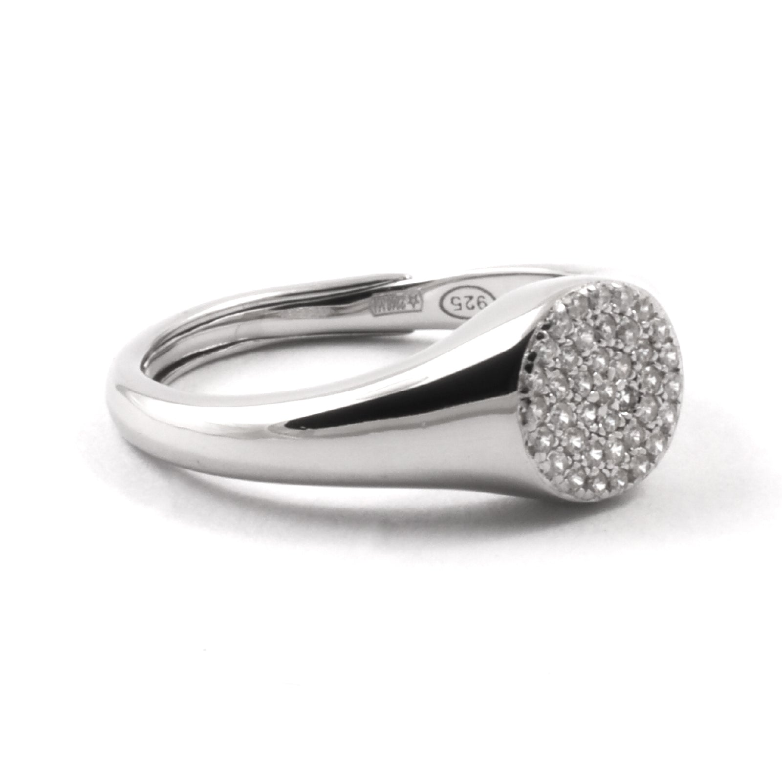 Anello chevalier Nove25 in argento 925 con zirconi da donna regolabili