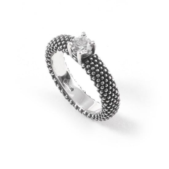 Anello solitario Nove25 in argento e zircone bianco da donna 12
