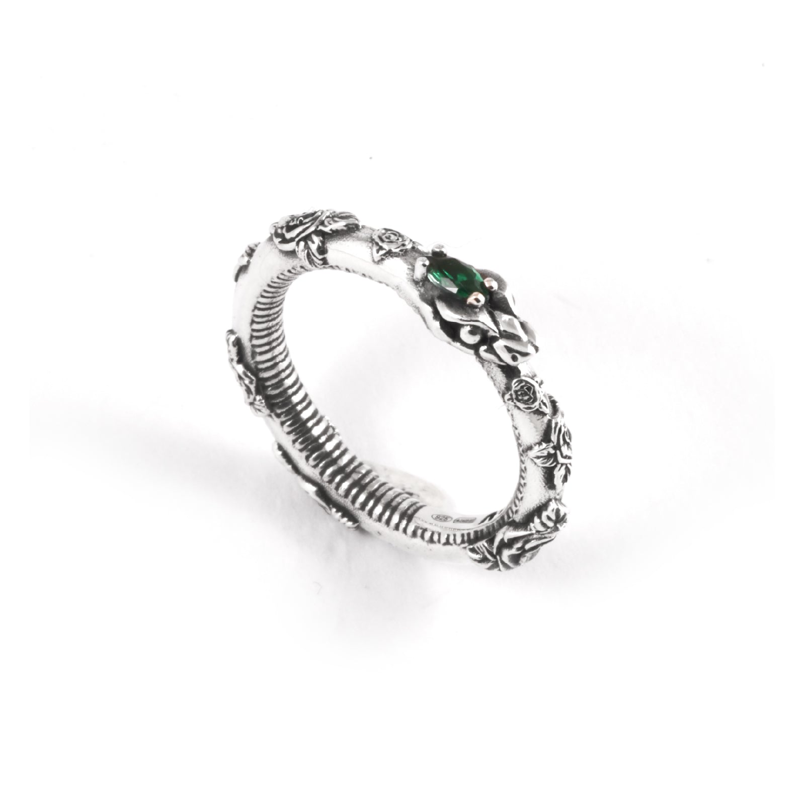 Anello serpente Nove25 in argento con zirconi verdi da donna 12