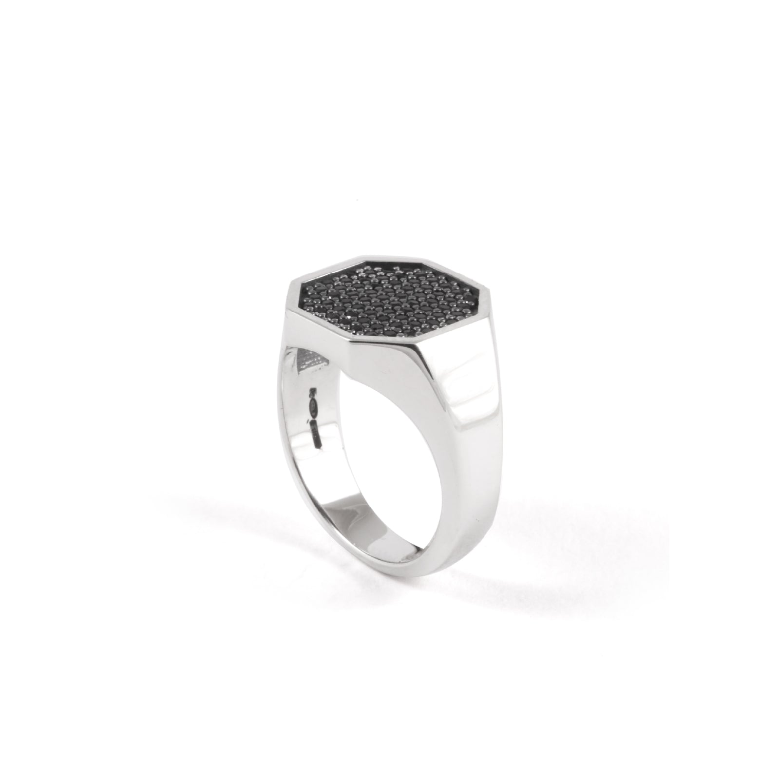 Anello chevalier Nove25 in argento con zirconi neri unisex 12