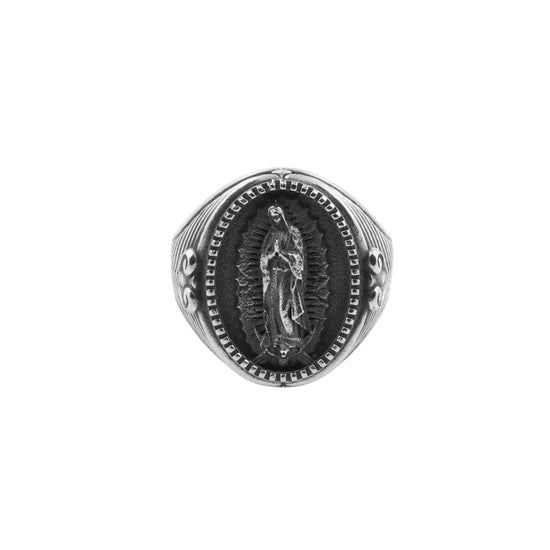 Anello chevalier NOVE25 Madonna Guadalupe in argento brunito 20