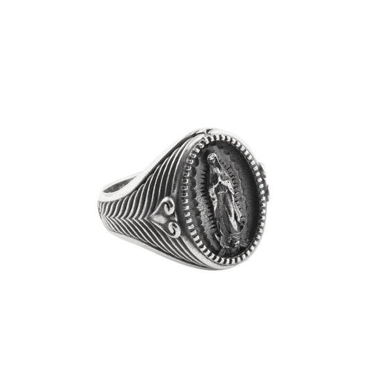 Anello chevalier NOVE25 Madonna Guadalupe in argento brunito 20