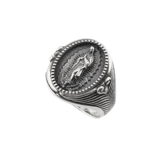 Anello chevalier NOVE25 Madonna Guadalupe in argento brunito 20