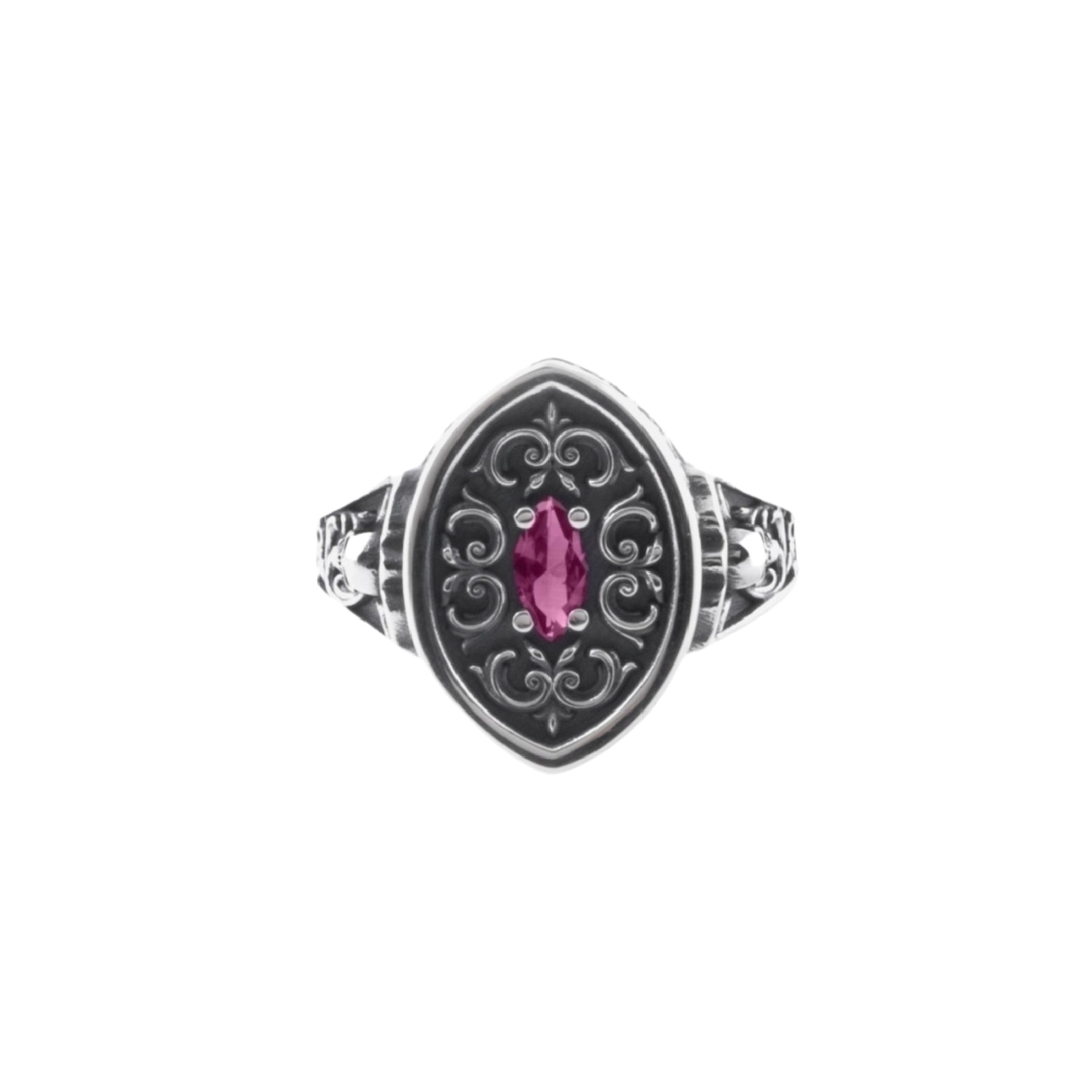 Anello chevalier NOVE25 argento con cristallo rosso centrale 14