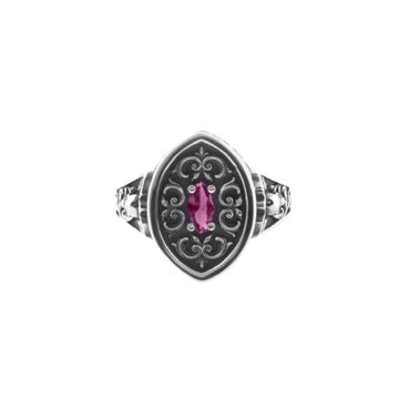 Anello chevalier NOVE25 argento con cristallo rosso centrale 14
