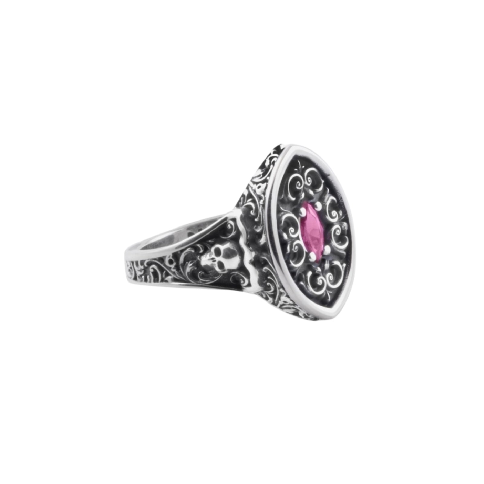 Anello chevalier NOVE25 argento con cristallo rosso centrale 14