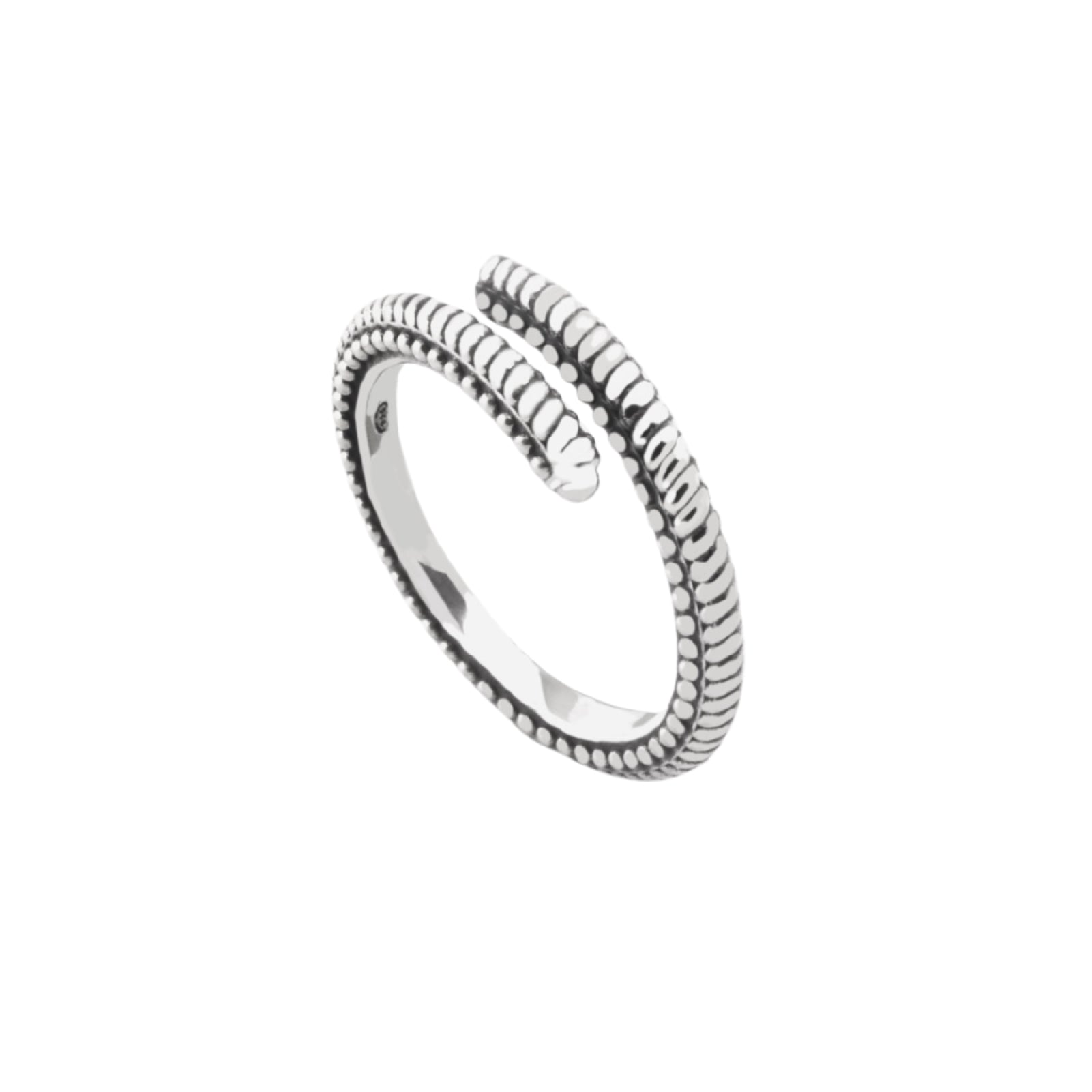 Anello contrarié NOVE25 in argento con decoro zigrinato 12