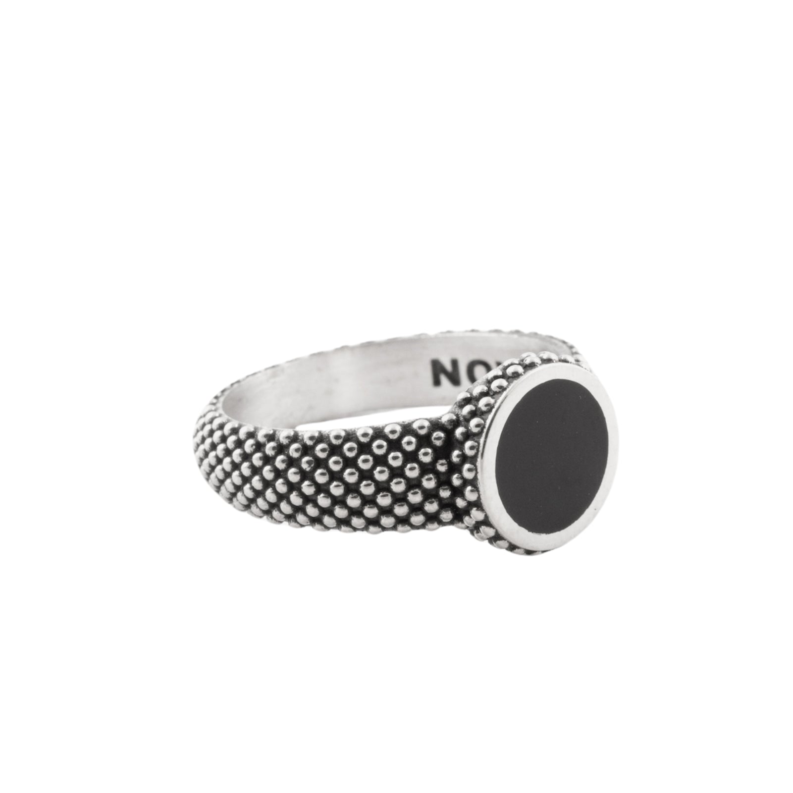 Anello puntinato NOVE25 in argento con onice nera 22