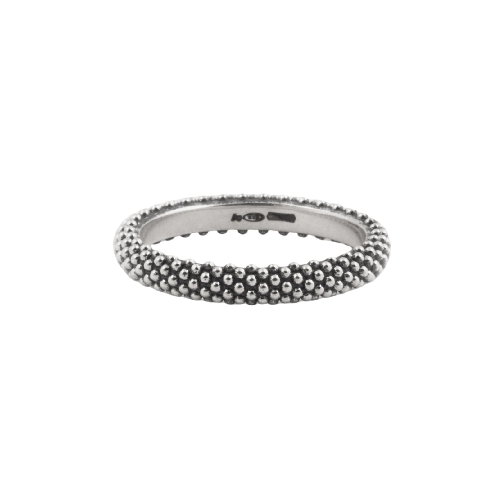 Anello fedina NOVE25 in argento con decoro puntinato 12