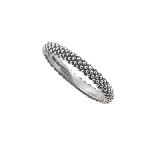 Anello fedina NOVE25 in argento con decoro puntinato 12