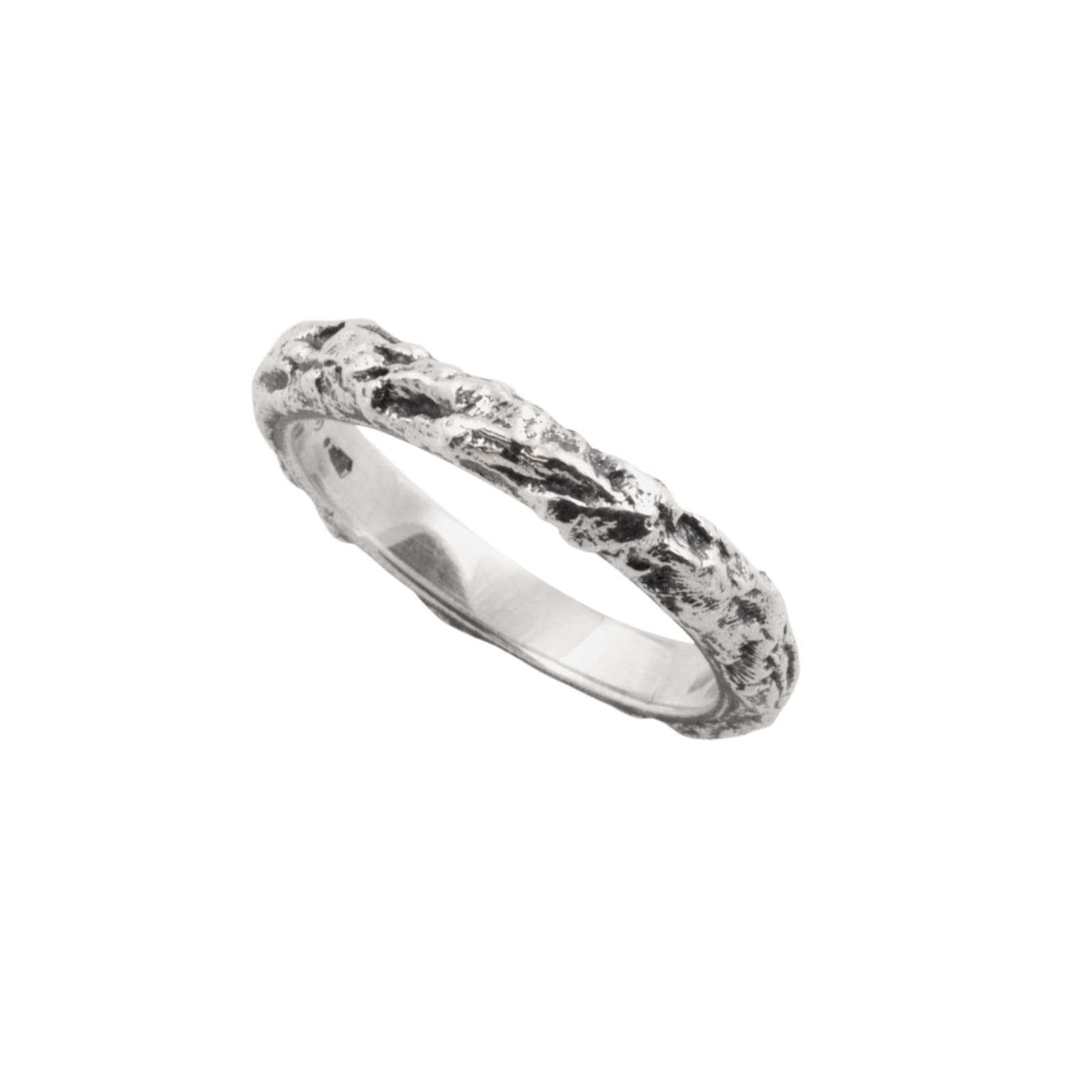 Anello fedina sottile NOVE25 Materic argento brunito lucido 16