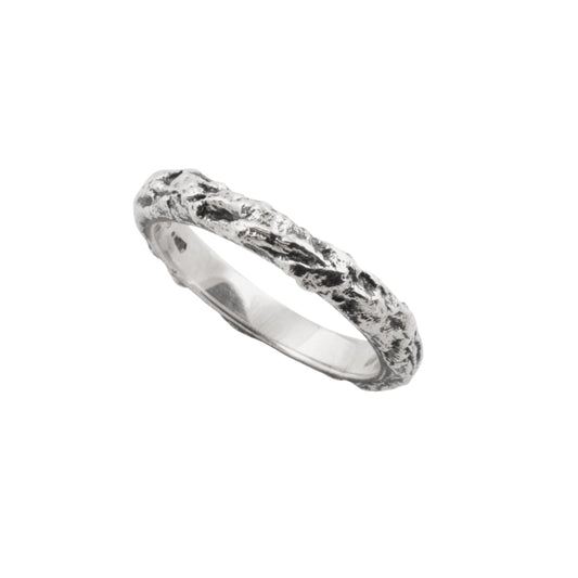 Anello fedina sottile NOVE25 Materic argento brunito lucido 16