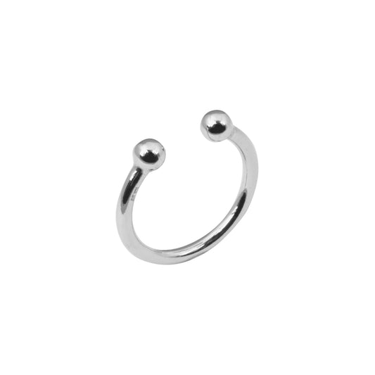 Anello piercing NOVE25 sfere grande in argento lucido 14