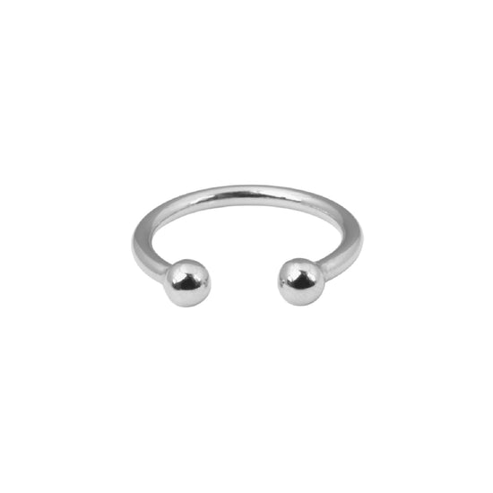 Anello piercing NOVE25 sfere grande in argento lucido 14