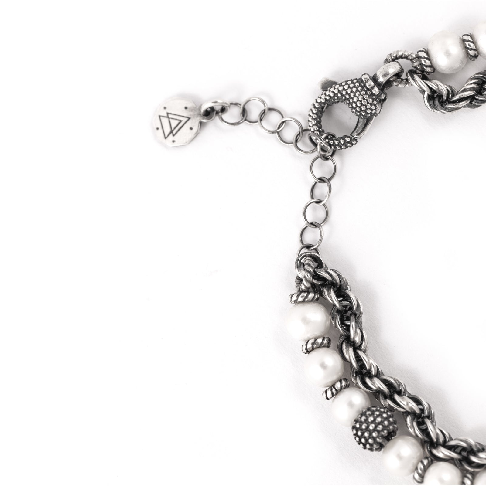 Bracciale doppia catena Nove25 in argento con perle 17 cm