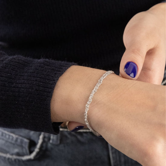 Bracciale catena intrecciata NOVE25 in argento rodiato lucido 17 cm