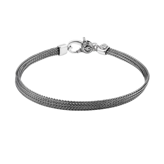 Bracciale catena NOVE25 maglia piatta argento brunito lucido 18 cm