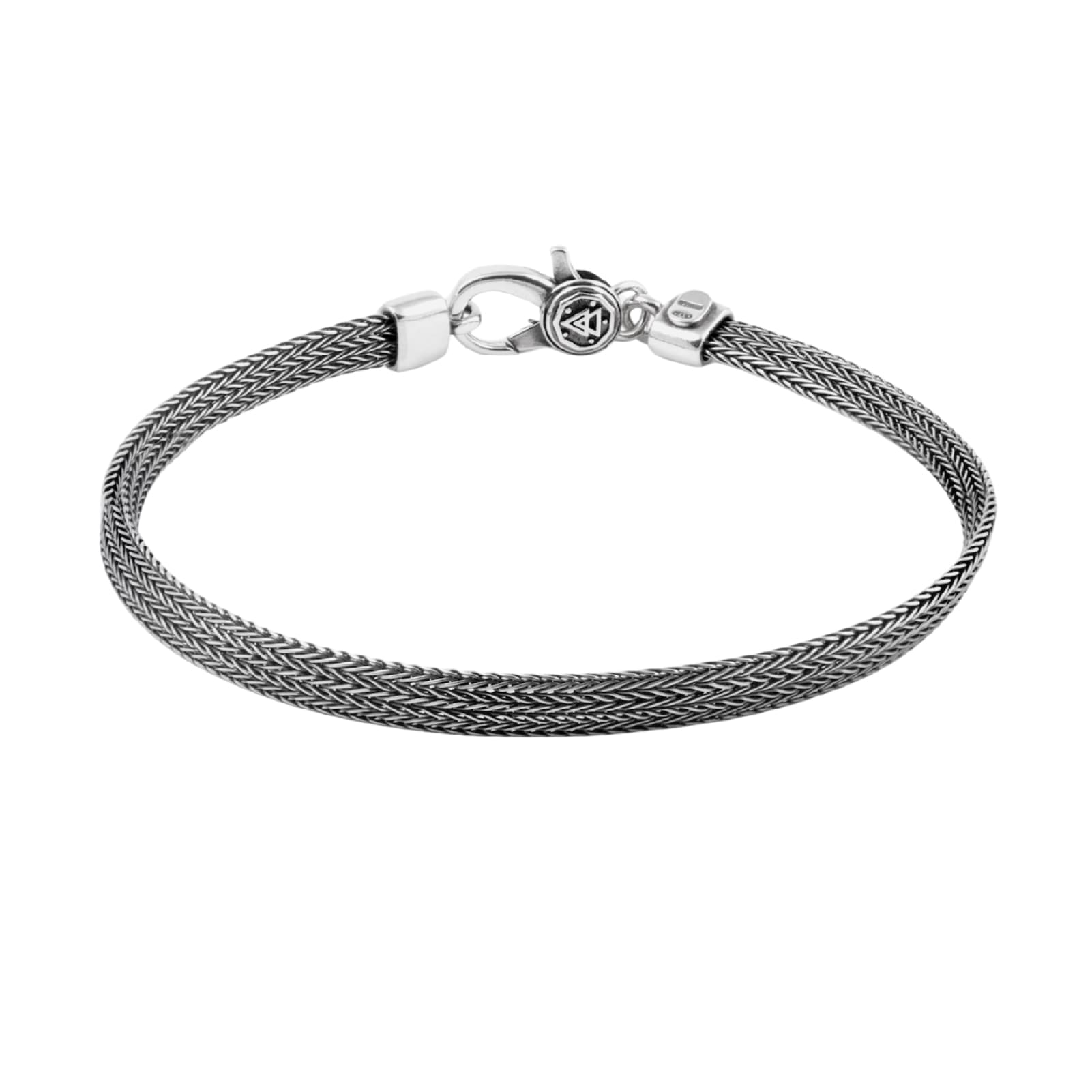 Bracciale catena NOVE25 maglia piatta argento brunito lucido 18 cm