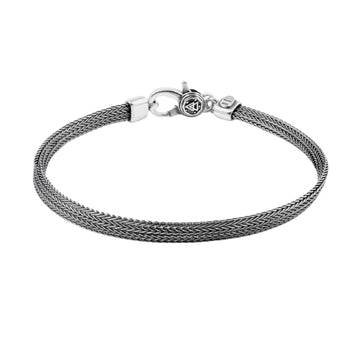 Bracciale catena NOVE25 maglia piatta argento brunito lucido 18 cm