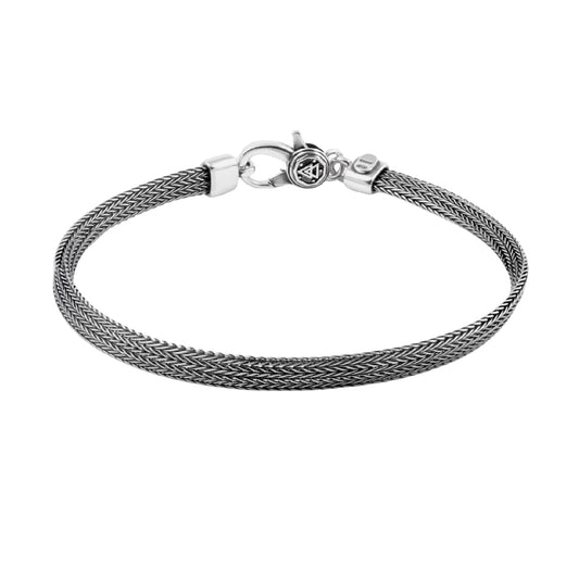 Bracciale catena NOVE25 maglia piatta argento brunito lucido 18 cm