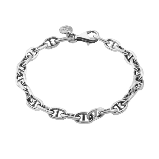 Bracciale catena traversino NOVE25 in argento brunito lucido 19 cm