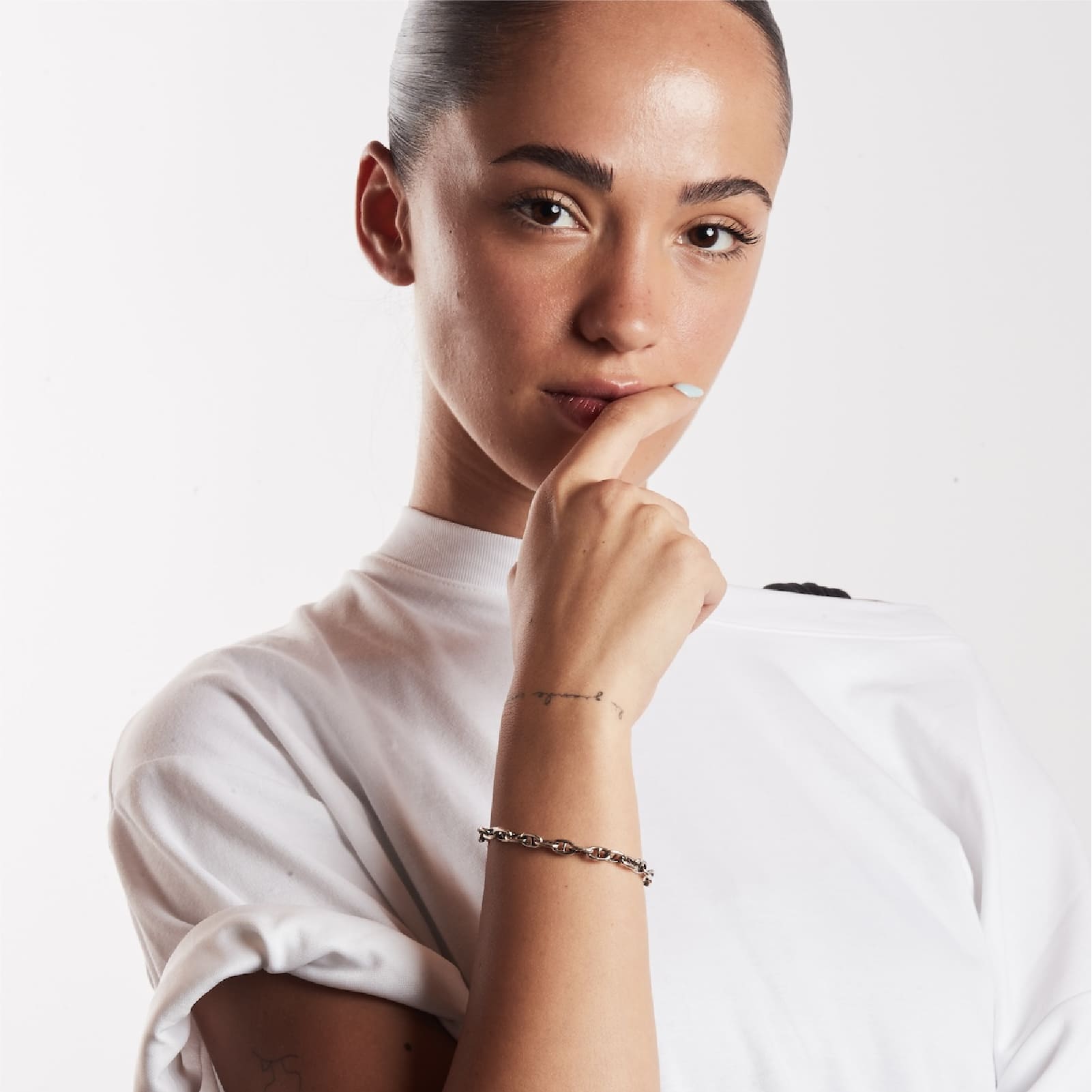 Bracciale catena traversino NOVE25 in argento brunito lucido 19 cm