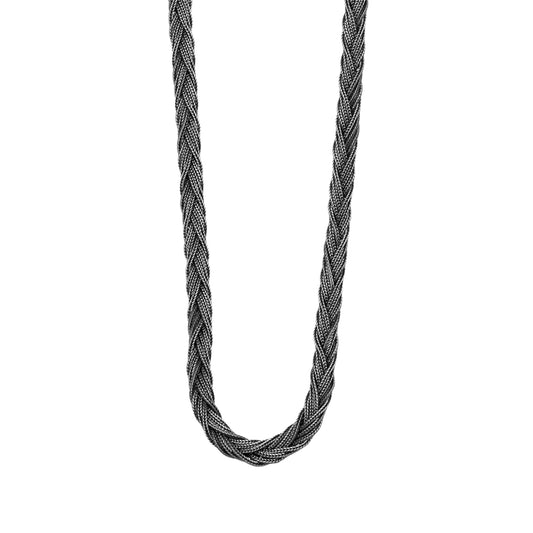 Collana girocollo NOVE25 in argento con catena intrecciata MISURA UNICA