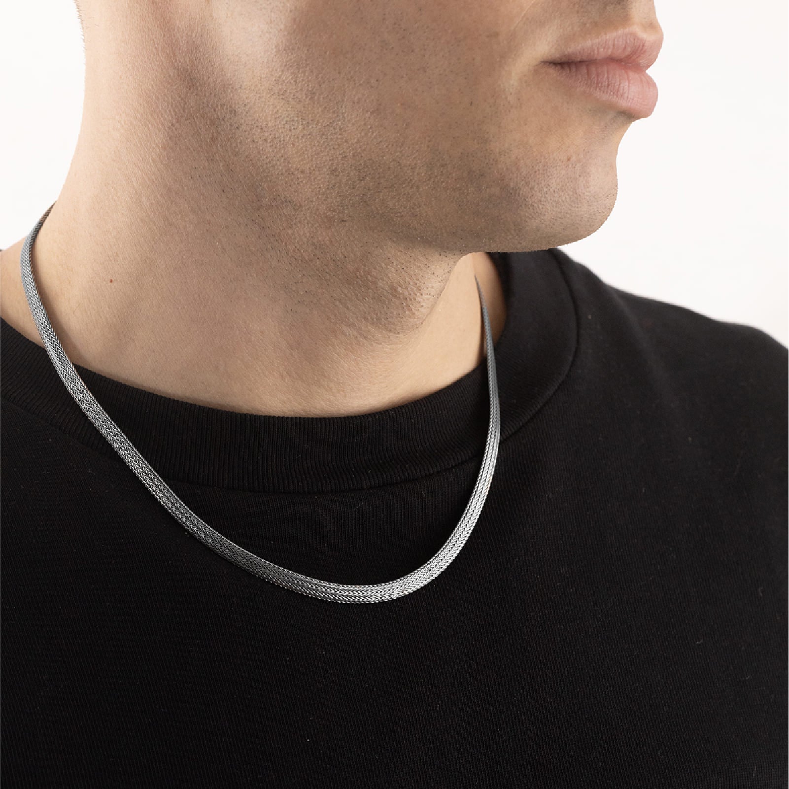 Collana girocollo catena piatta NOVE25 in argento brunito MISURA UNICA