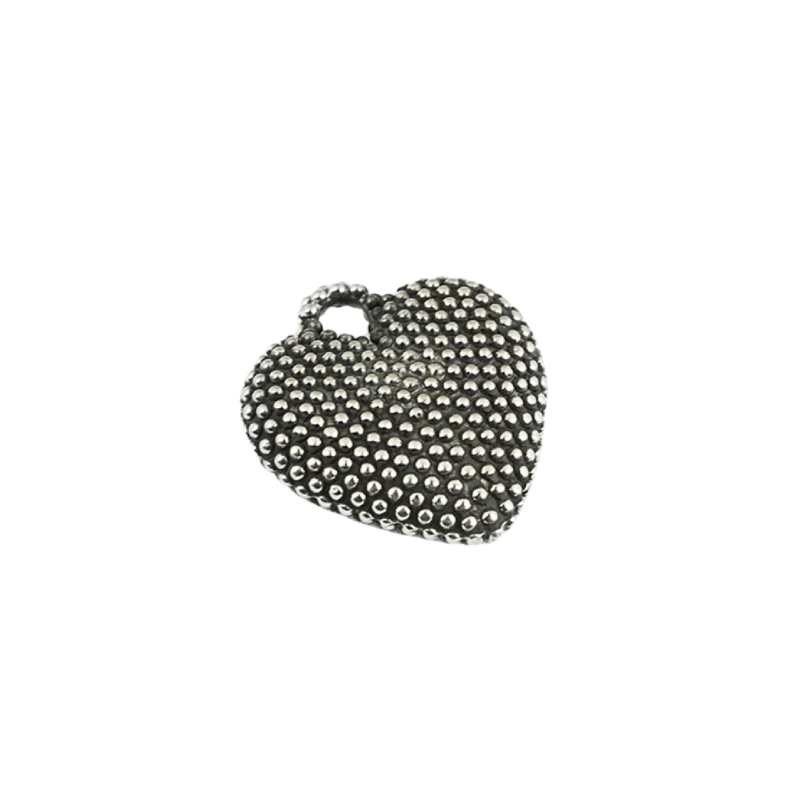 Pendente NOVE25 cuore puntinato in argento brunito lucido MISURA UNICA