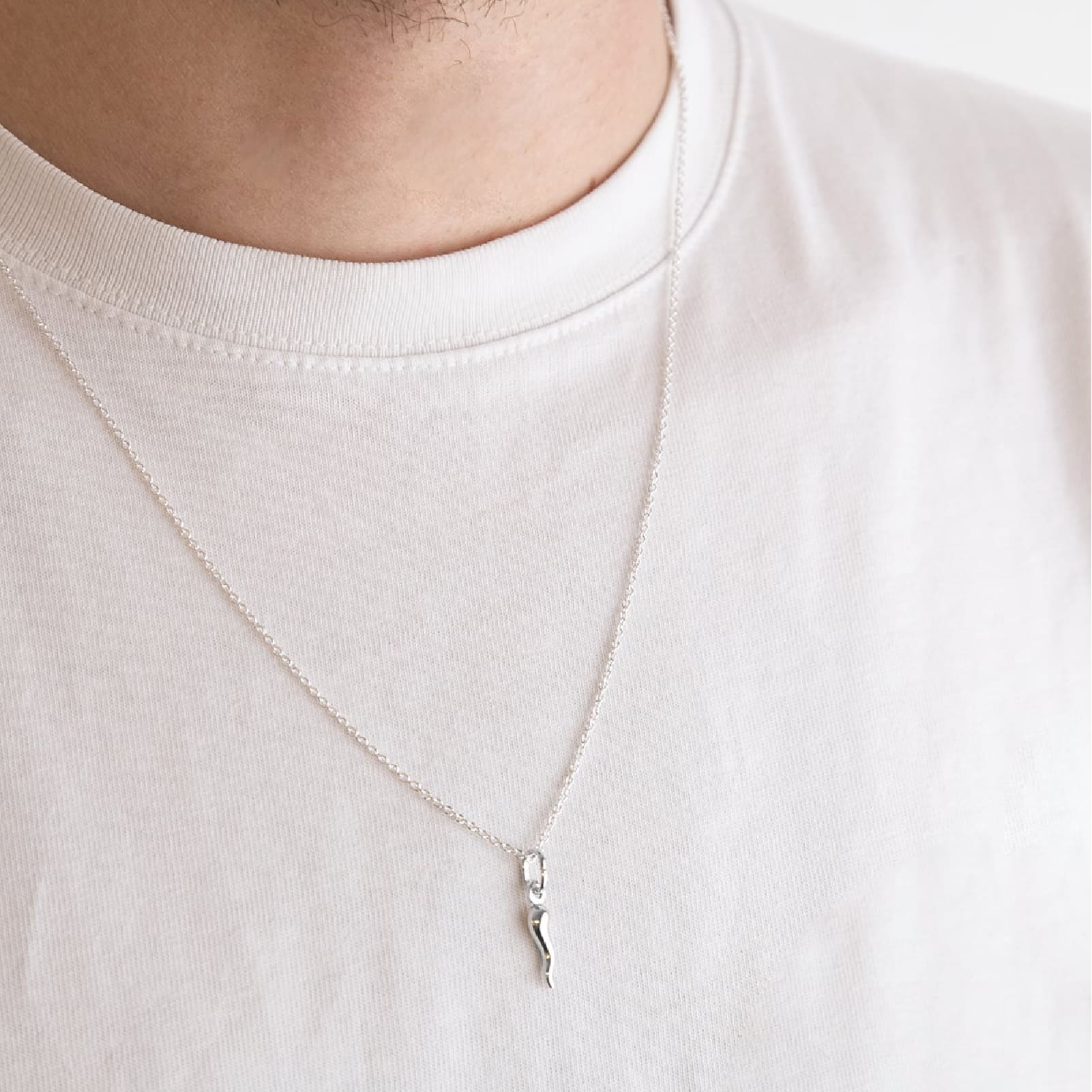 Pendente NOVE25 corno piccolo in argento rodiato lucido MISURA UNICA
