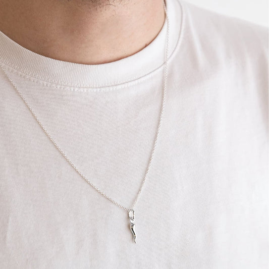 Pendente NOVE25 corno piccolo in argento rodiato lucido MISURA UNICA