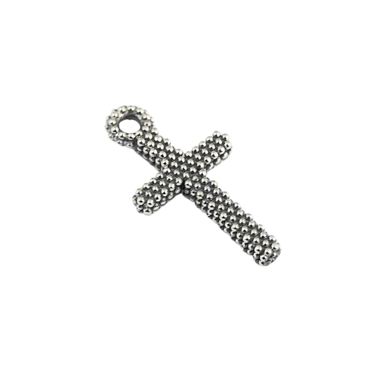 Pendente NOVE25 croce piccola puntinata in argento brunito MISURA UNICA