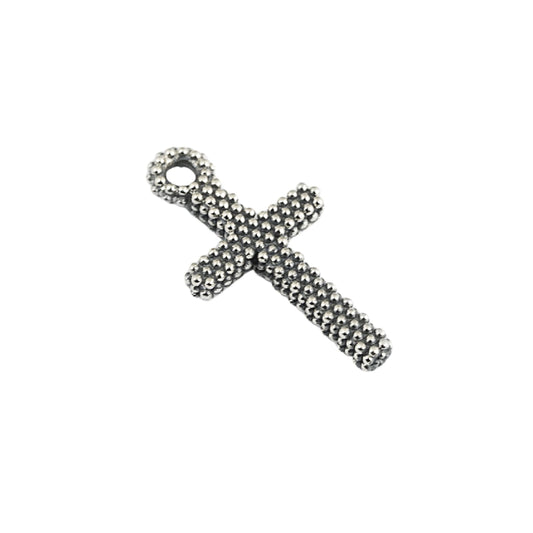 Pendente NOVE25 croce piccola puntinata in argento brunito MISURA UNICA
