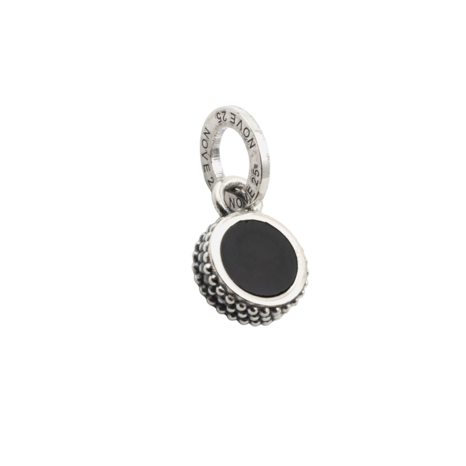 Charm pendente Nove25 Puntinati Mini in argento pietra nera MISURA UNICA