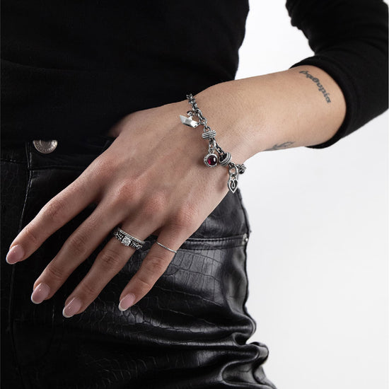Charm pendente Nove25 Timeless Mini in argento pietra rossa MISURA UNICA