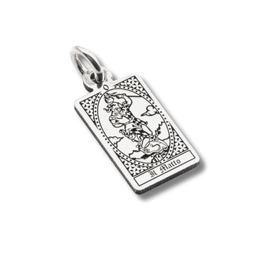 Ciondolo Nove25 in argento con carta tarocchi Il Matto MISURA UNICA