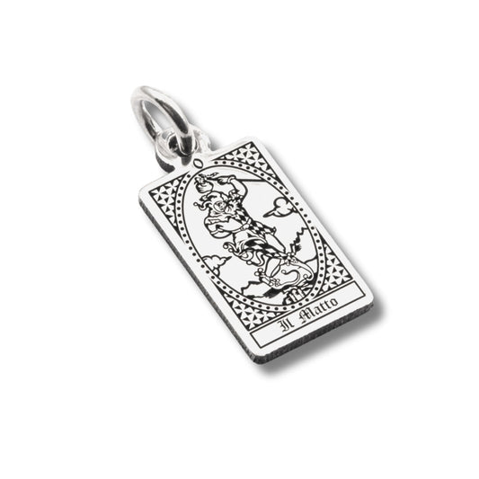 Ciondolo Nove25 in argento con carta tarocchi Il Matto MISURA UNICA